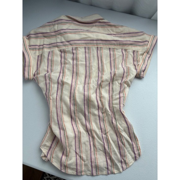 UNTUCKIT Issa Striped Tie-Waist Shirt Top Blouse Short Sleeve Size 8 - Picture 5 of 7